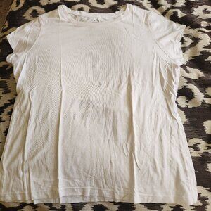 TAHARI, White Women's EssentialsT-shirt, cap sleeves,  Large